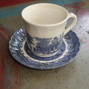 Royal Wessex teacup saucer set bone china Blue Willow